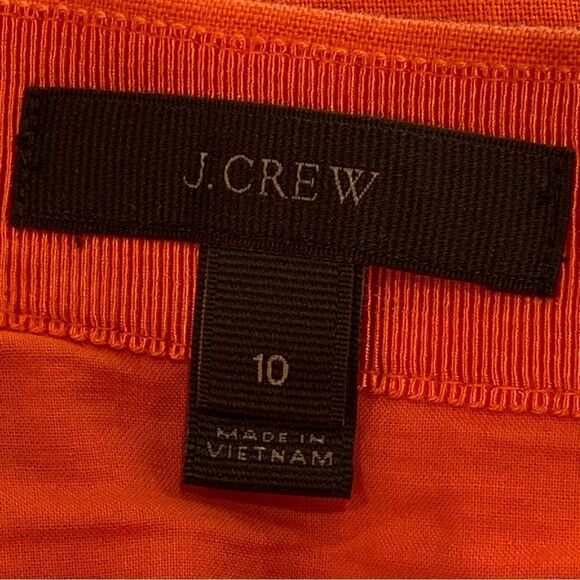 J. Crew 100% Linen Ruffle Hem Faux Wrap Mini Skirt Citrus Poppy Orange Size 10 - Picture 8 of 12